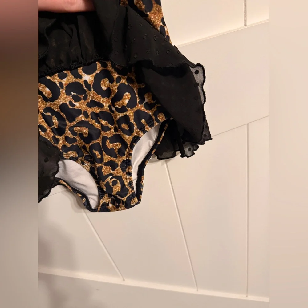 Leotard Leopard Print with build in skirt Girls Size 4